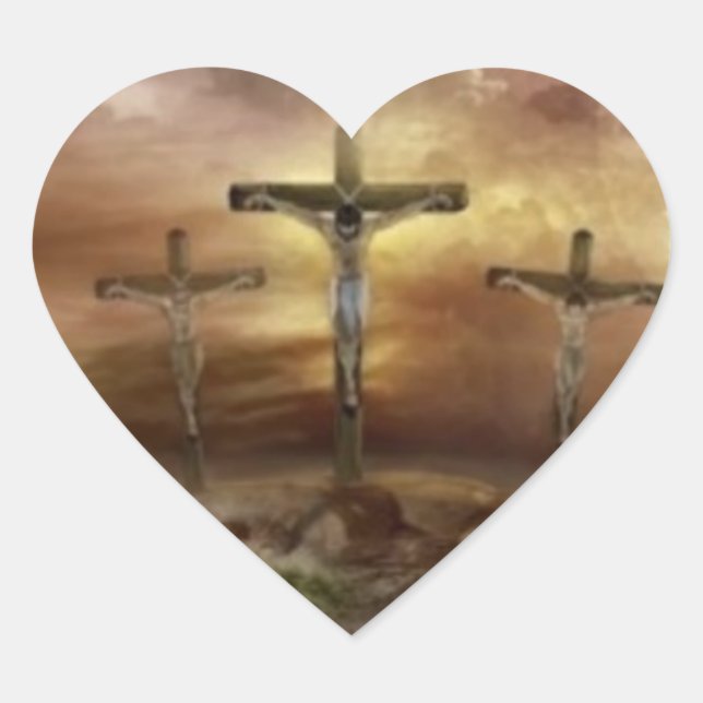 JESUS AUF DEM CROSS Herz-Aufkleber (Vorderseite)