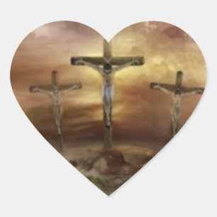 JESUS AUF DEM KREUZ Herz-Aufkleber