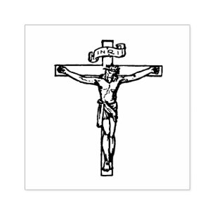 Jesus auf dem Kreuzkreuz Religiös Katholisch Gummistempel