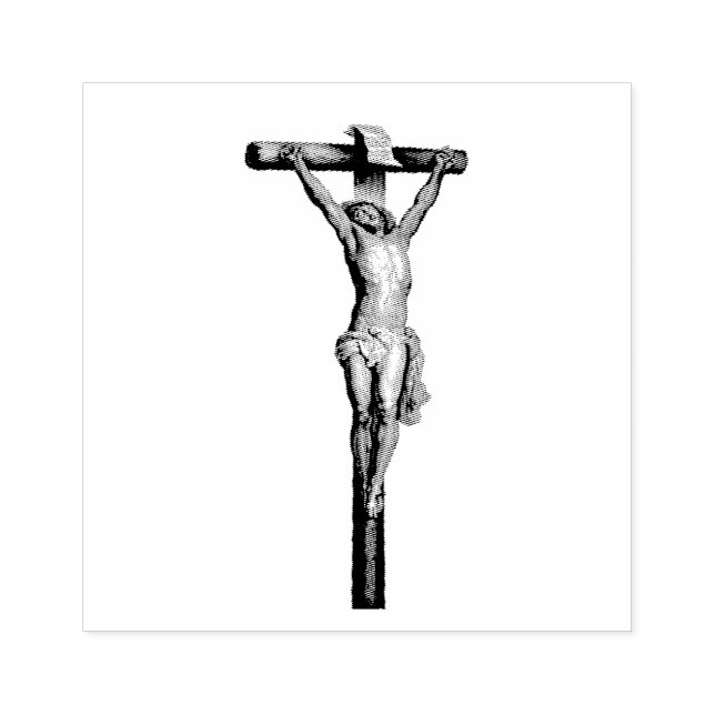 Jesus auf dem Kreuzkreuz Religiös Katholisch Gummistempel (Prägung)