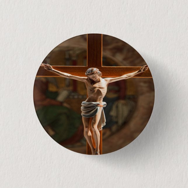 Jesus auf der Kreuzung Button (Vorderseite)