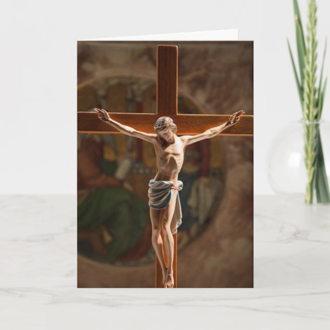 Jesus auf der Kreuzung Grußkarte Karte (Vorderseite)