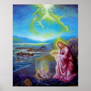 JESUS AUF DER SEESHORE ,St. John 21 Poster