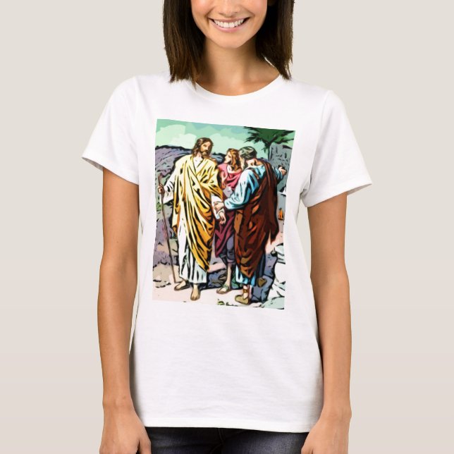 Jesus auf der Straße zu Emmaus T-Shirt (Vorderseite)