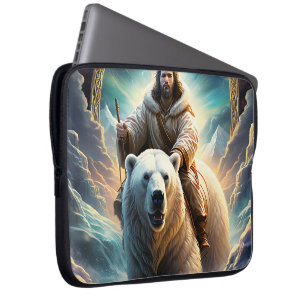 Jesus auf einem Eisbären Laptopschutzhülle