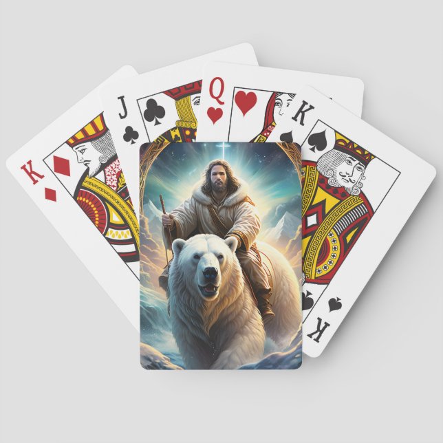 Jesus auf einem Eisbären Spielkarten (Rückseite)