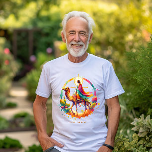 Jesus auf einem Kamel in einer lebendigen Wüstenla T-Shirt