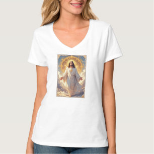 Jesus-Aufstiegs-V-Ausschnitt-T-Shirt für christlic T-Shirt