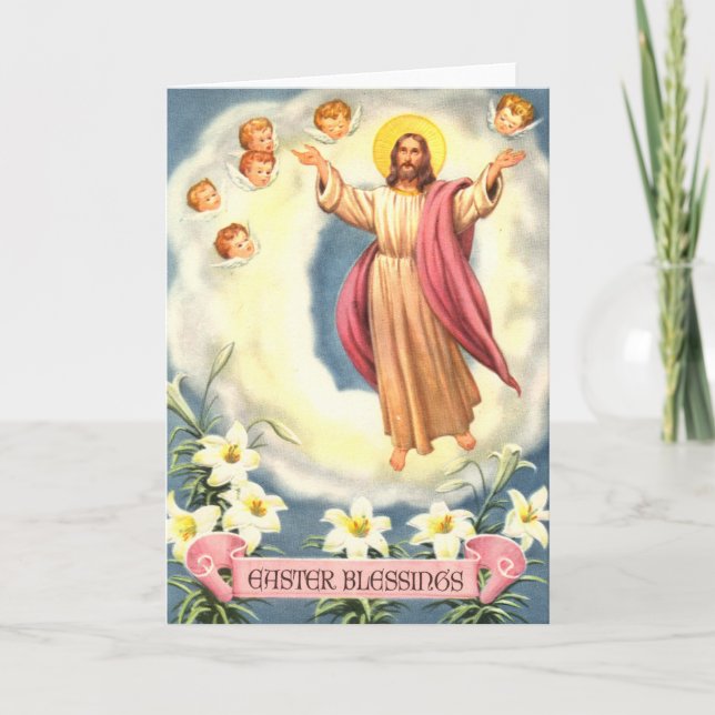 Jesus aufstrebende Ostersegnung Feiertagskarte (Vorderseite)