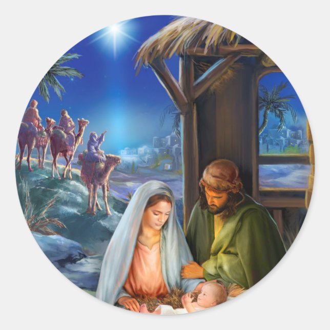 Jesus aus Bethlehem Runder Aufkleber (Vorderseite)