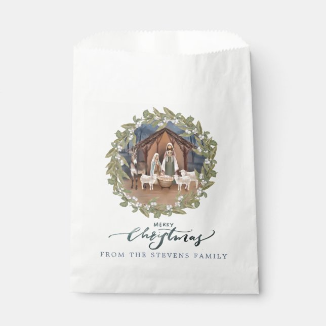 Jesus-Baby in der Krippe-Junghütte Geschenktütchen (Vorderseite)