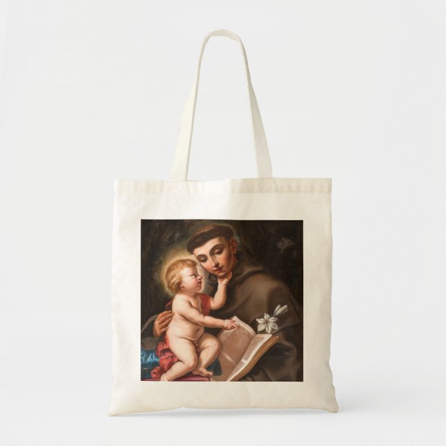 Jesus-Baby mit der Heiligen Anthony von Padua Tragetasche (Vorne)