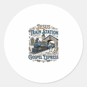 Jesus Bahnhof Gospel Express Jesus Zug Sta Runder Aufkleber