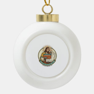 Jesus Bankkarte blockiert Verdächtige Bar Tab Frau Keramik Kugel-Ornament