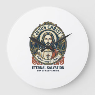 Jesus Barbier Herrenpflege Grafik T-Shirt Christli Große Wanduhr