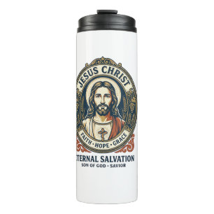 Jesus Barbier Herrenpflege Grafik T-Shirt Christli Thermosbecher