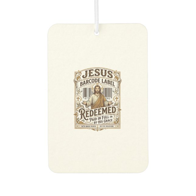 Jesus Barcode Etikett Erlöst Jesus Barcode Erlöst Autolufterfrischer (Vorderseite)