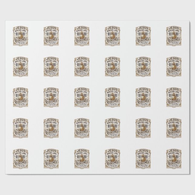 Jesus Barcode Etikett Erlöst Jesus Barcode Erlöst Geschenkpapier (Flach)