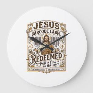 Jesus Barcode Etikett Erlöst Jesus Barcode Erlöst Große Wanduhr