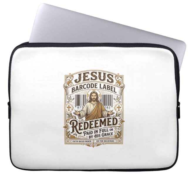 Jesus Barcode Etikett Erlöst Jesus Barcode Erlöst Laptopschutzhülle (Vorderseite)