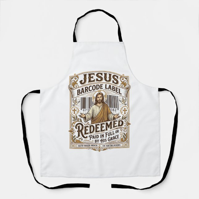 Jesus Barcode Etikett Erlöst Jesus Barcode Erlöst Schürze (Vorderseite)