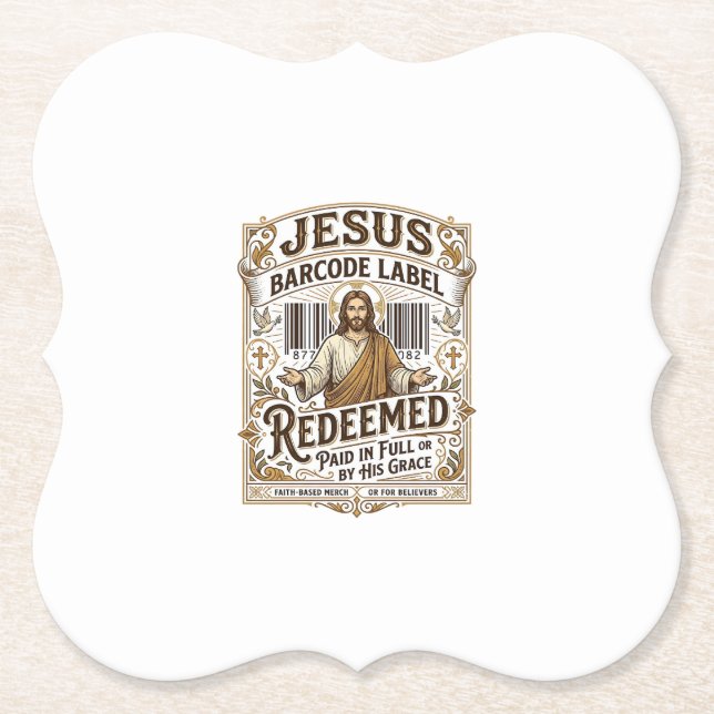 Jesus Barcode Etikett Erlöst Jesus Barcode Erlöst Untersetzer (Vorderseite)
