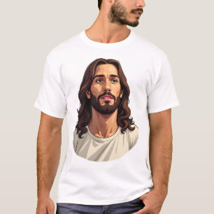 Jesus Barmherzigkeit Gesicht Vintage Gravur Weißes T-Shirt