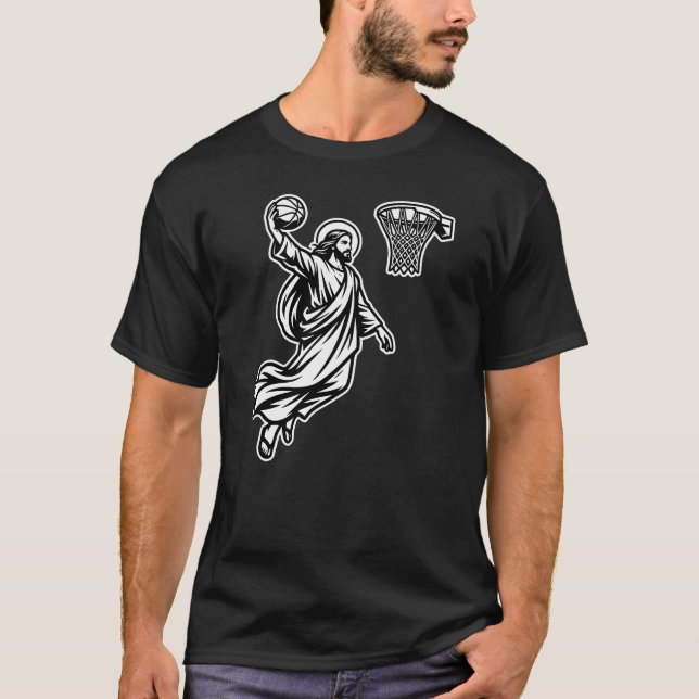 Jesus Basketball Dunk - Sports Satire T-Shirt (Vorderseite)