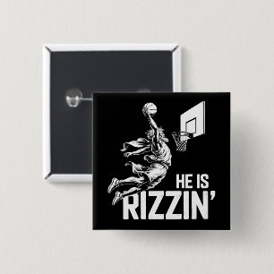 Jesus Basketball Er ist Rizzin' Lustig Christlich Button