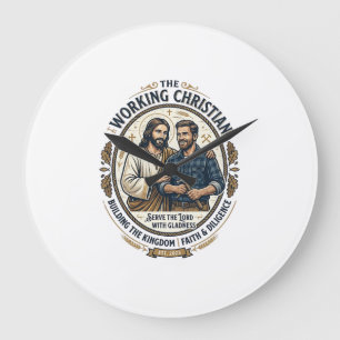 Jesus Bauhandwerk Berufsshirt Christliches Grafik_ Große Wanduhr