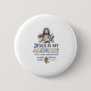Jesus Beauty Salon Friseur T-Shirt Inspiration Button