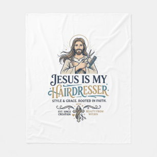 Jesus Beauty Salon Friseur T-Shirt Inspiration Fleecedecke