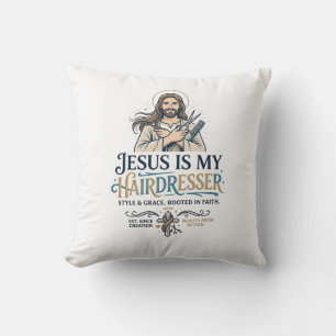 Jesus Beauty Salon Friseur T-Shirt Inspiration Kissen