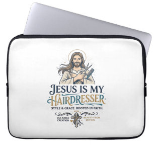 Jesus Beauty Salon Friseur T-Shirt Inspiration Laptopschutzhülle