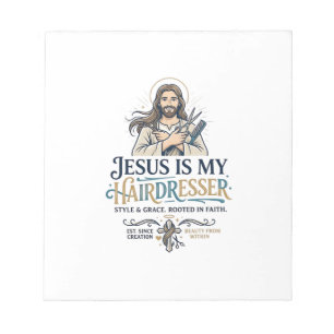 Jesus Beauty Salon Friseur T-Shirt Inspiration Notizblock