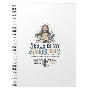Jesus Beauty Salon Friseur T-Shirt Inspiration Notizblock