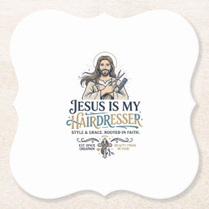 Jesus Beauty Salon Friseur T-Shirt Inspiration Untersetzer