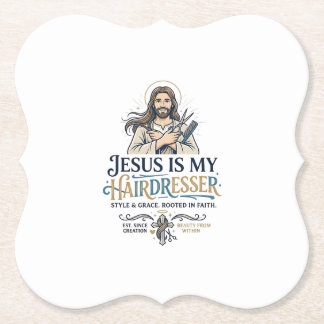 Jesus Beauty Salon Friseur T-Shirt Inspiration Untersetzer