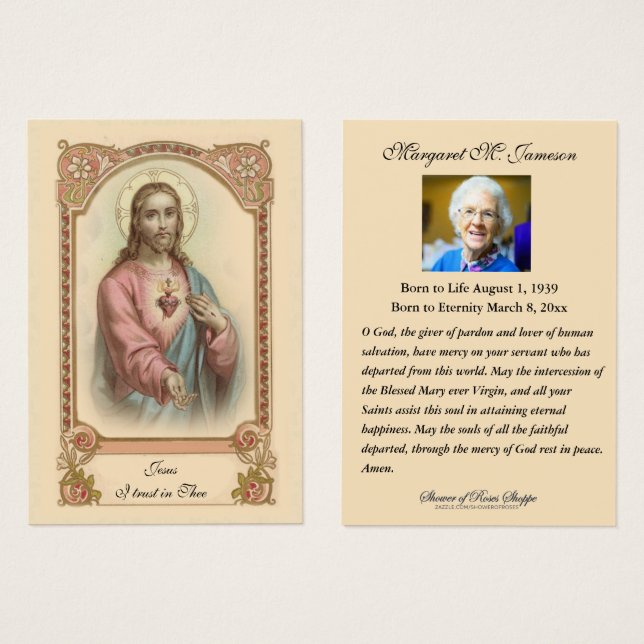 Jesus Beerdigung Gedenkgebet Heilige Karte (Vorne & Hinten)