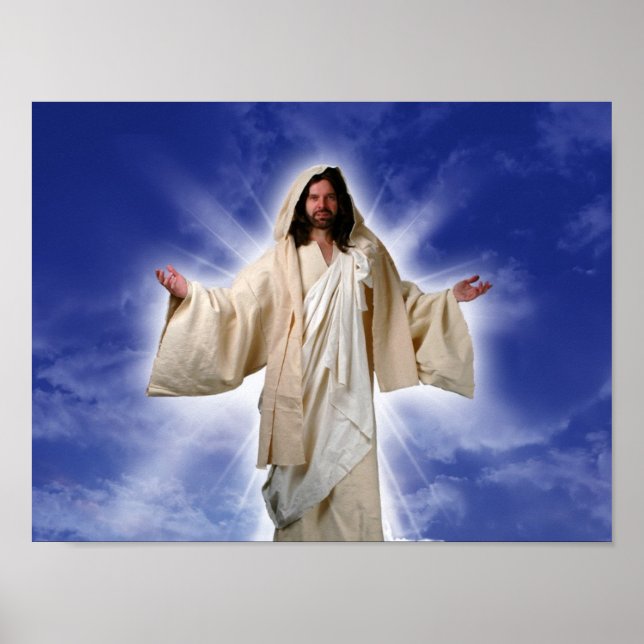 Jesus begrüßt dich mit offenen Armen Poster (Vorne)