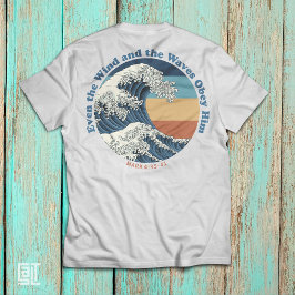 Jesus beruhigt den Sturm Christliches Wellen-Desig T-Shirt