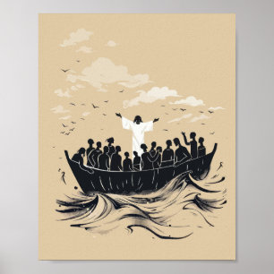 Jesus beruhigt den Sturm Poster – Friedliches Boot