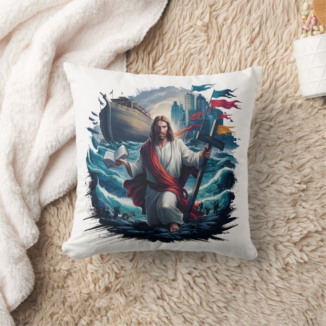 Jesus beruhigte den Sturm in der Nähe eines großen Kissen (Decke)