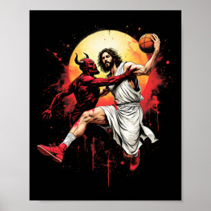 Jesus besiegt den Teufel Skelett Liebhaber Christl Poster