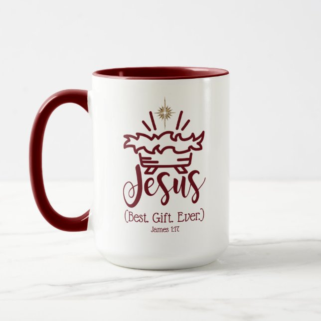 JESUS BEST GIFT EVER Red Scripture Christmas  Tasse (Links)