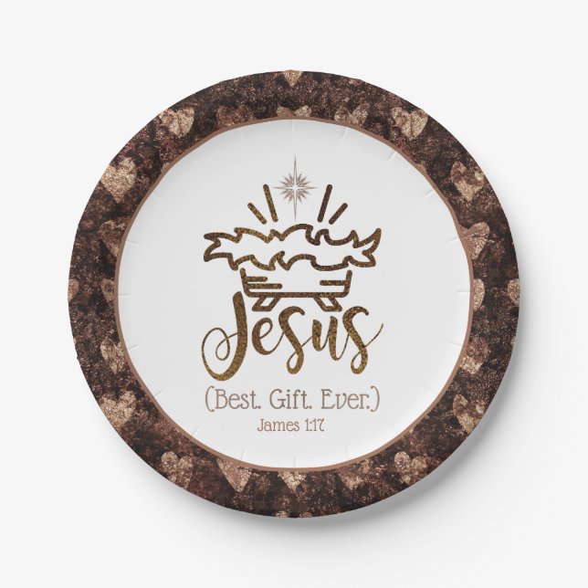 JESUS BEST GIFT Krippe Star Scripting Weihnachten Pappteller (Vorderseite)
