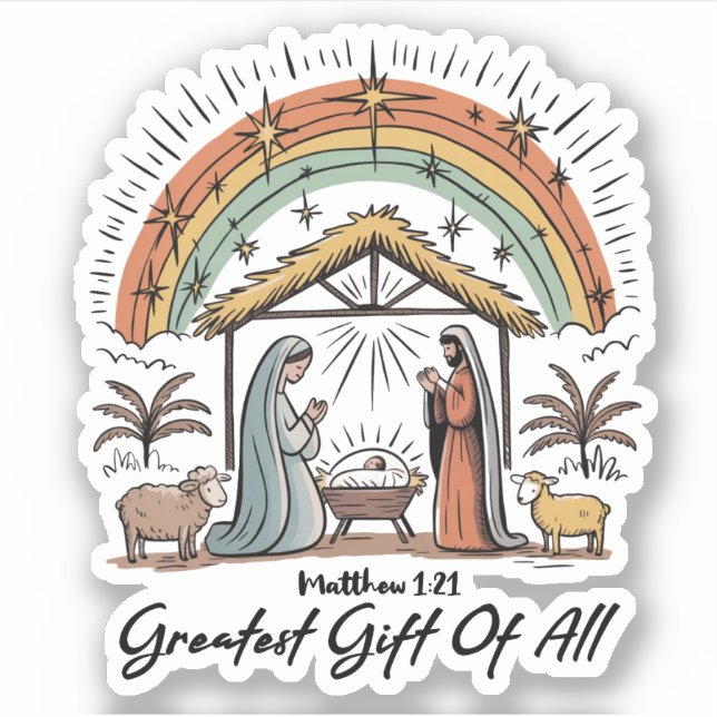 Jesus Bestes Geschenk aller Geburt Christlich Aufkleber (Vorderseite)