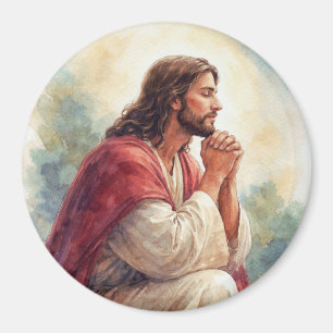 Jesus betend Wasserfarben Kunst Christlicher Gla Magnet