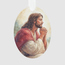 Jesus betend Wasserfarben Kunst | Christlicher Gla