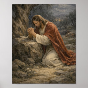 Jesus betet im Garten Poster – Gethsemane Nacht